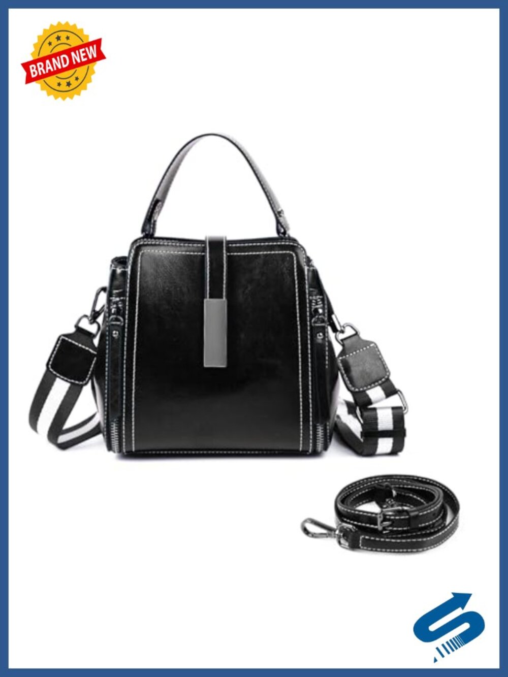 Genuine Leather Crossbody Shoulder Bag 5 Pocket 3-Way Carry Purse